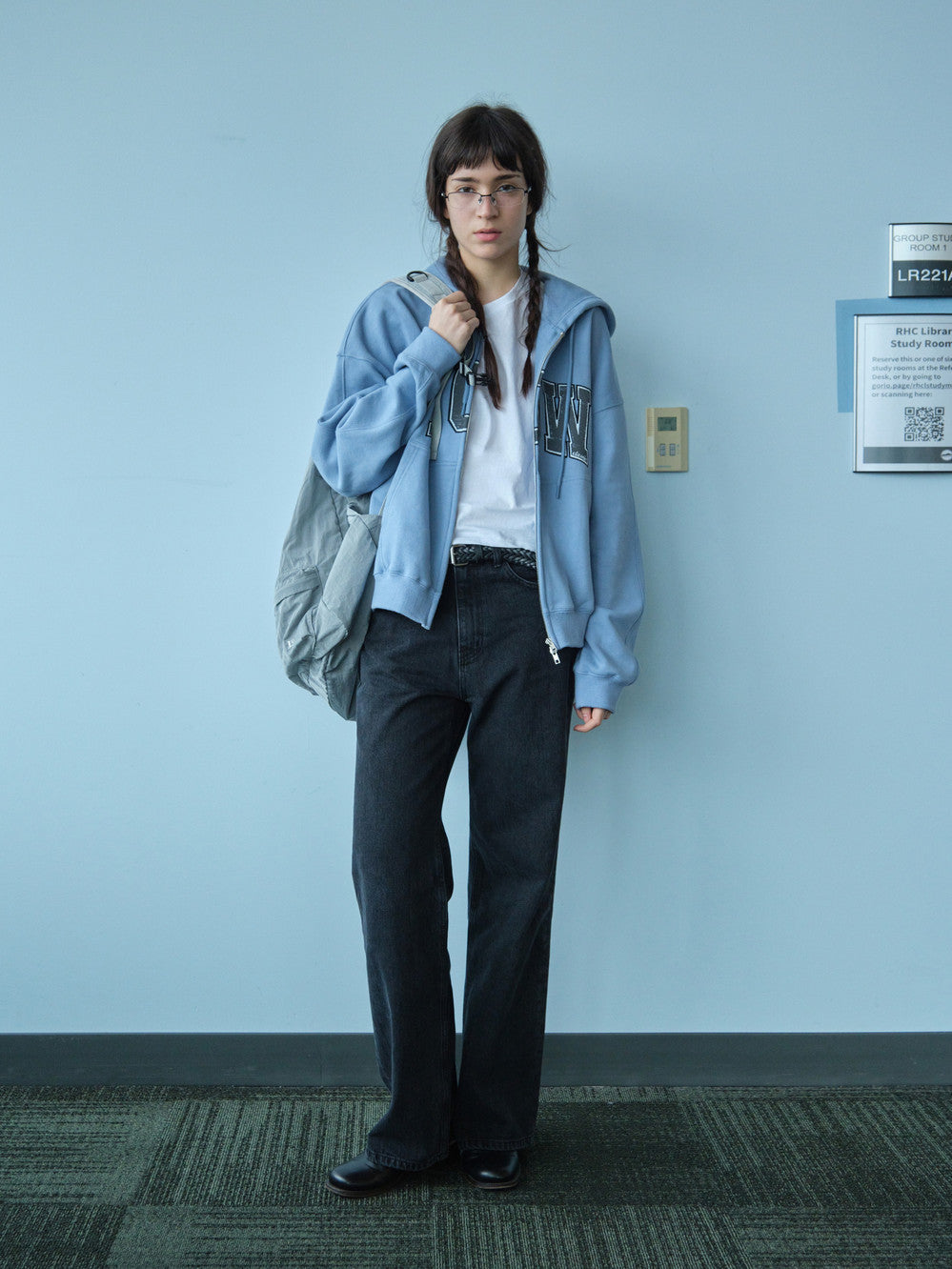 Low Classic Low Soft Sweat Zip-Up Hoodie Baby Blue