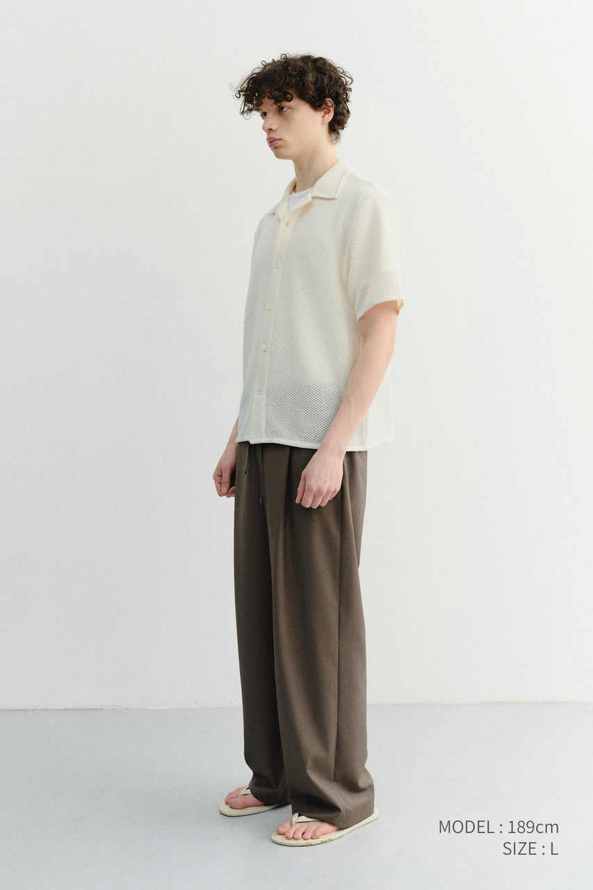 Dunst Open Collared Crochet Shirt Cream