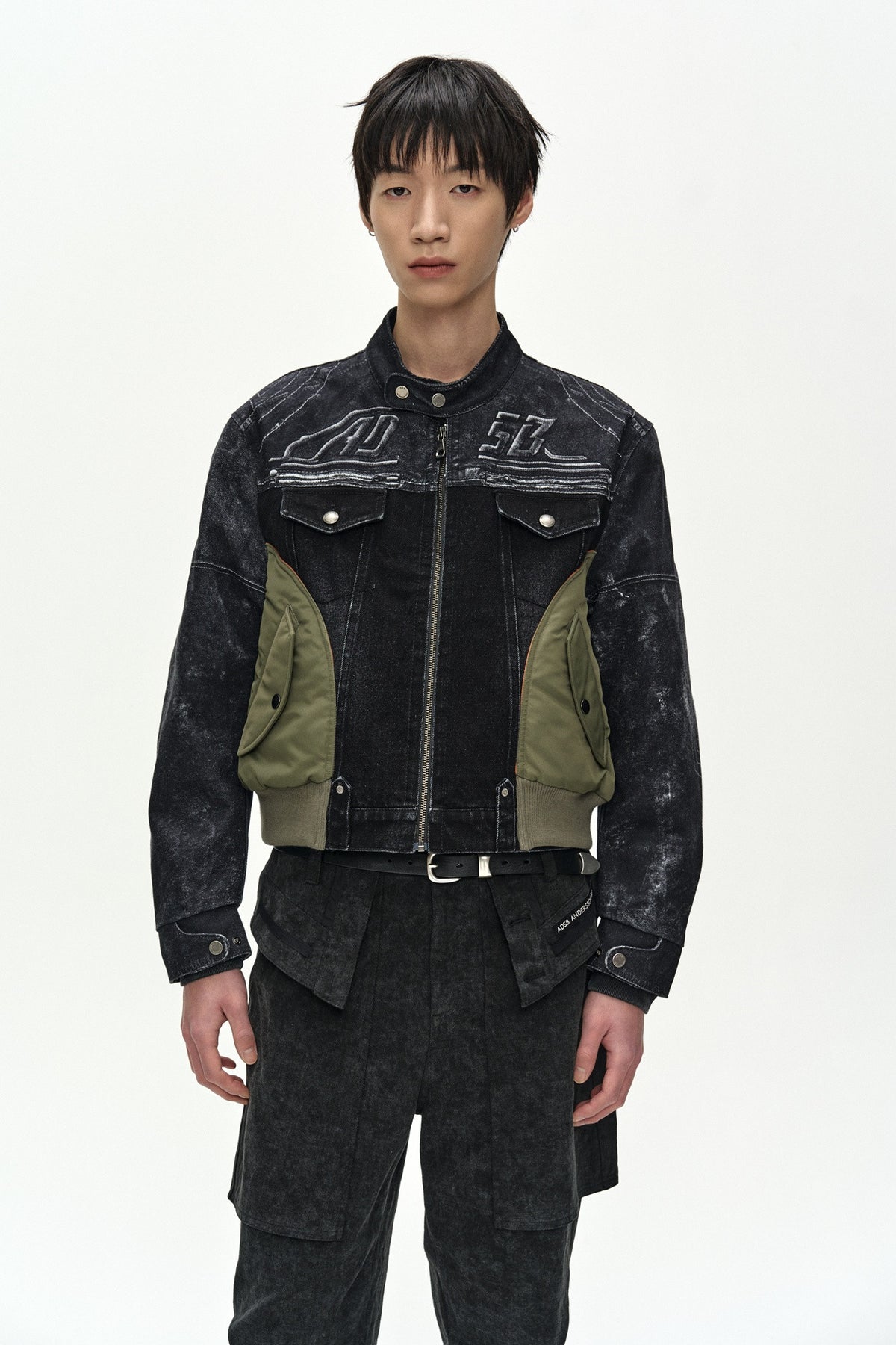 Andersson Bell Nylon Patch Racing Denim Combo Jacket