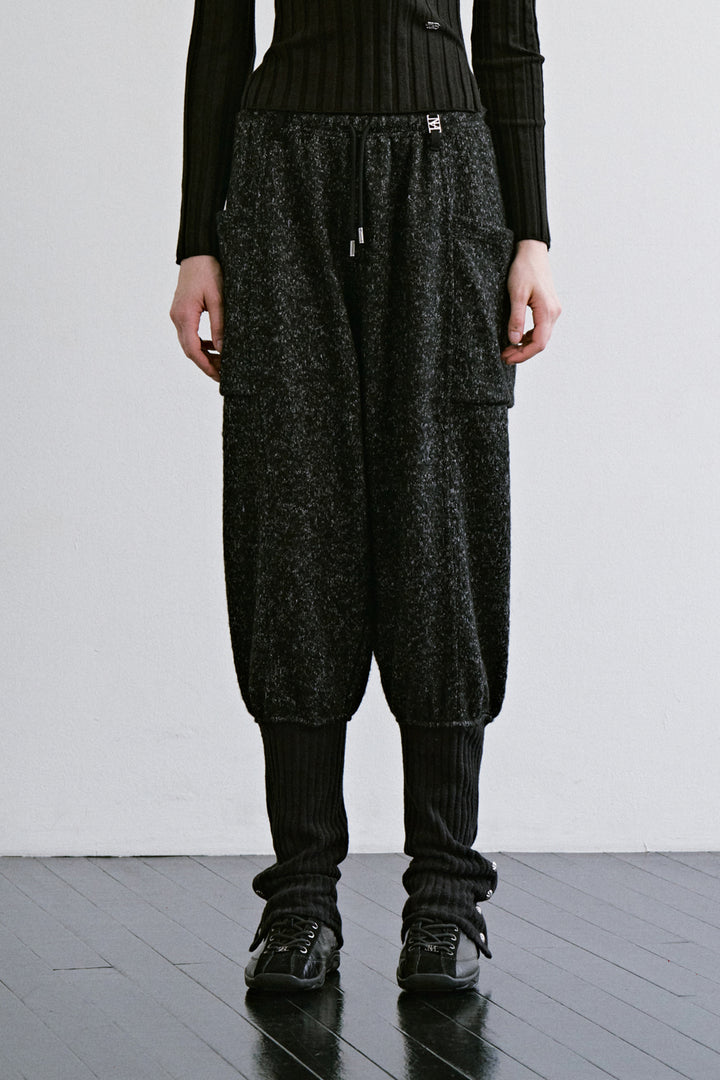 Treemingbird Knee-Sock Layered Set-up Pants Charcoal