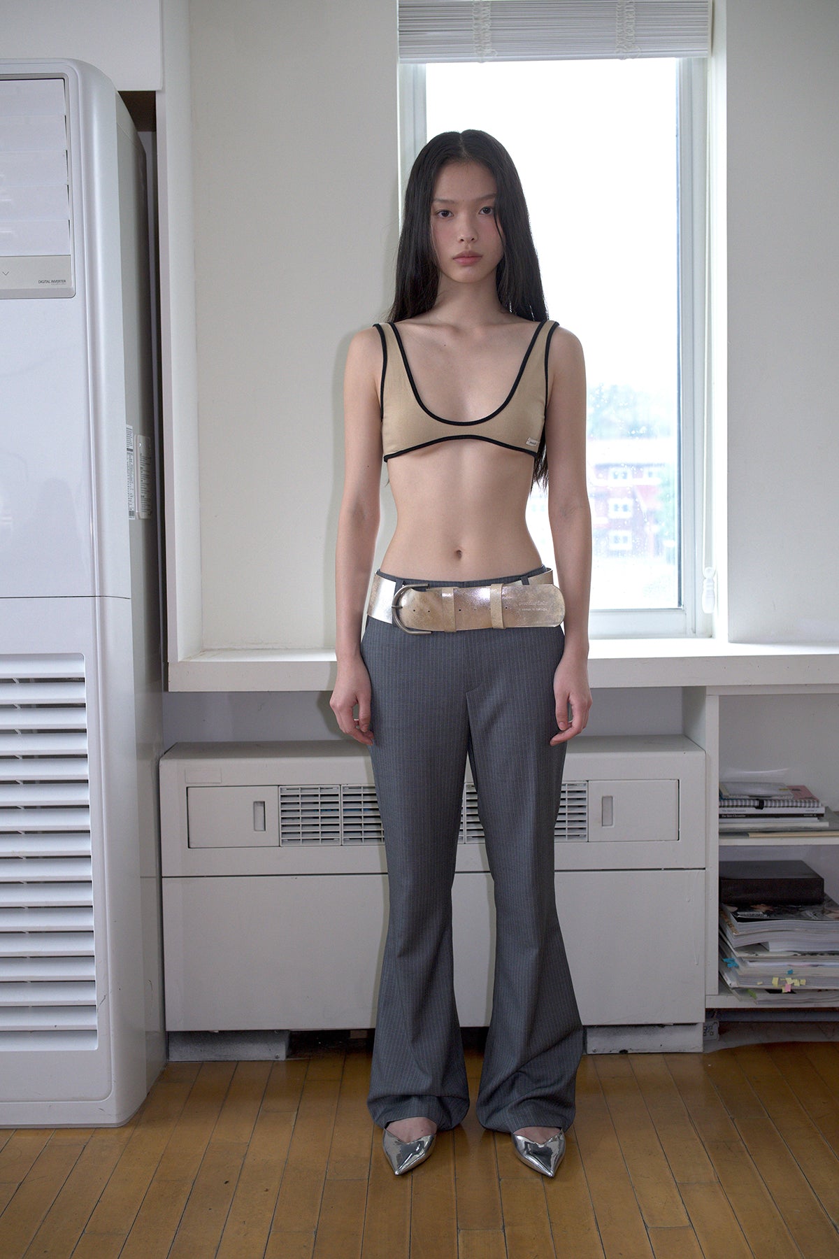 Overdueflair Curved Piping Bralette Beige