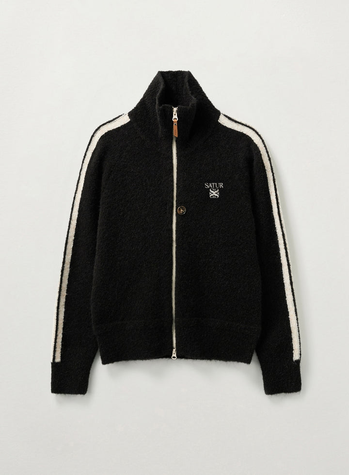 Satur (W) Lawton Boucle Knit Zip-up - Black