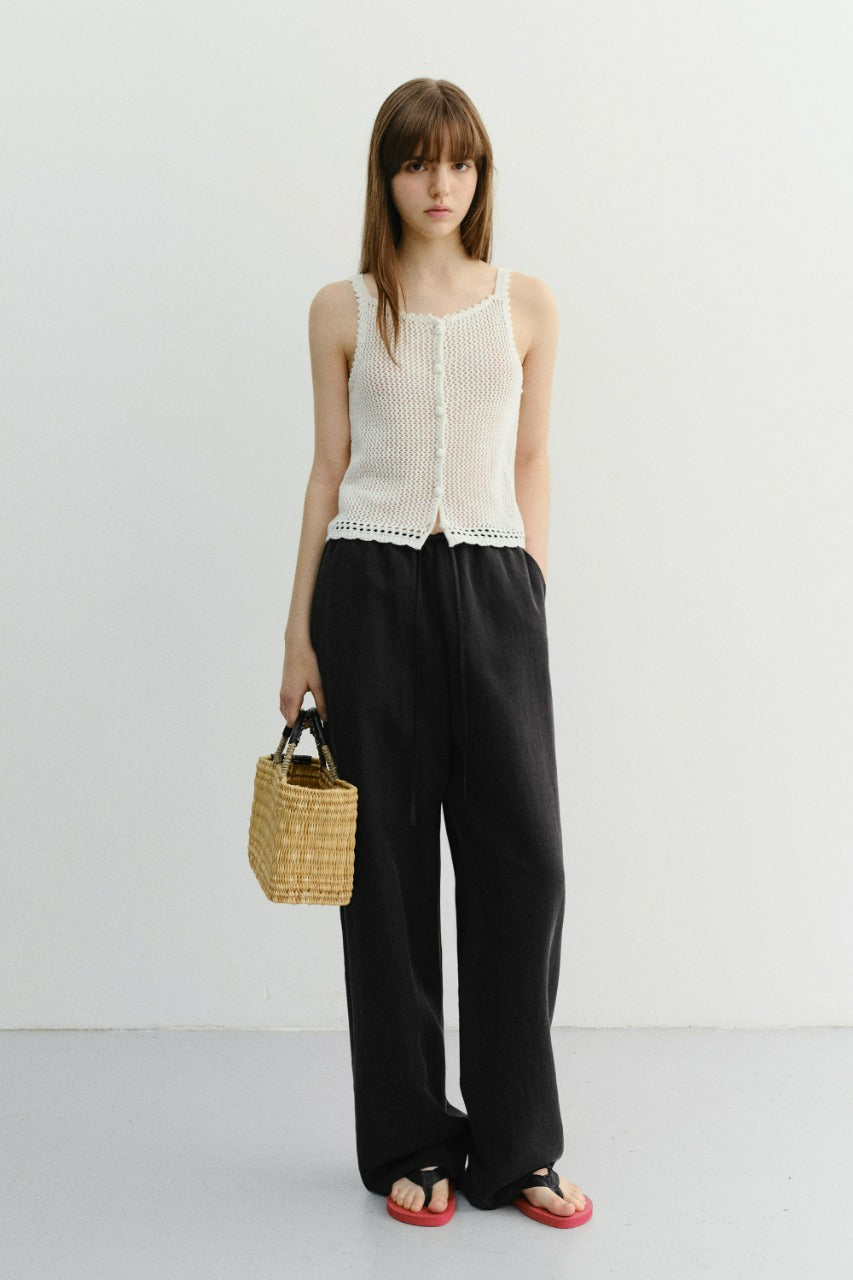 Dunst Crochet Bustier Knit Top Ivory
