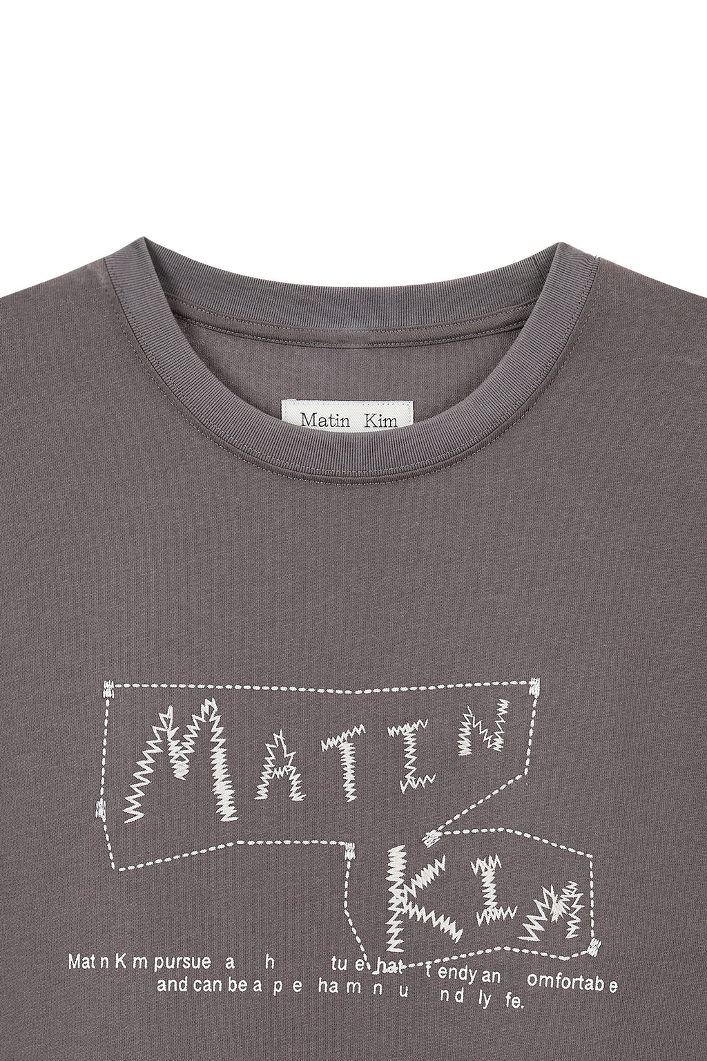 [matinkim] DOODLE LOGO GRAPHIC TOP IN CHARCOAL