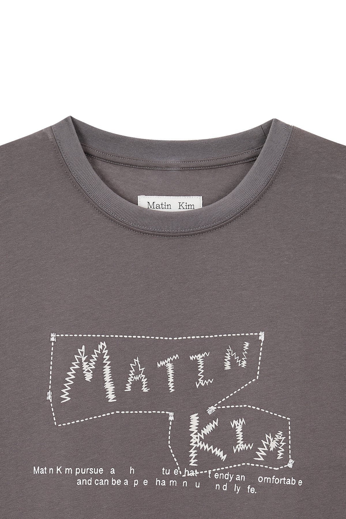 [matinkim] DOODLE LOGO GRAPHIC TOP IN CHARCOAL