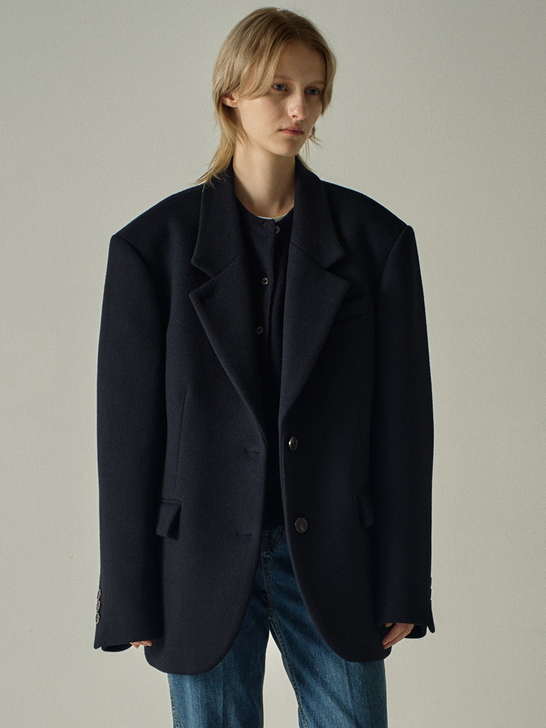 Facade Pattern Cashmere Blazer Coat black
