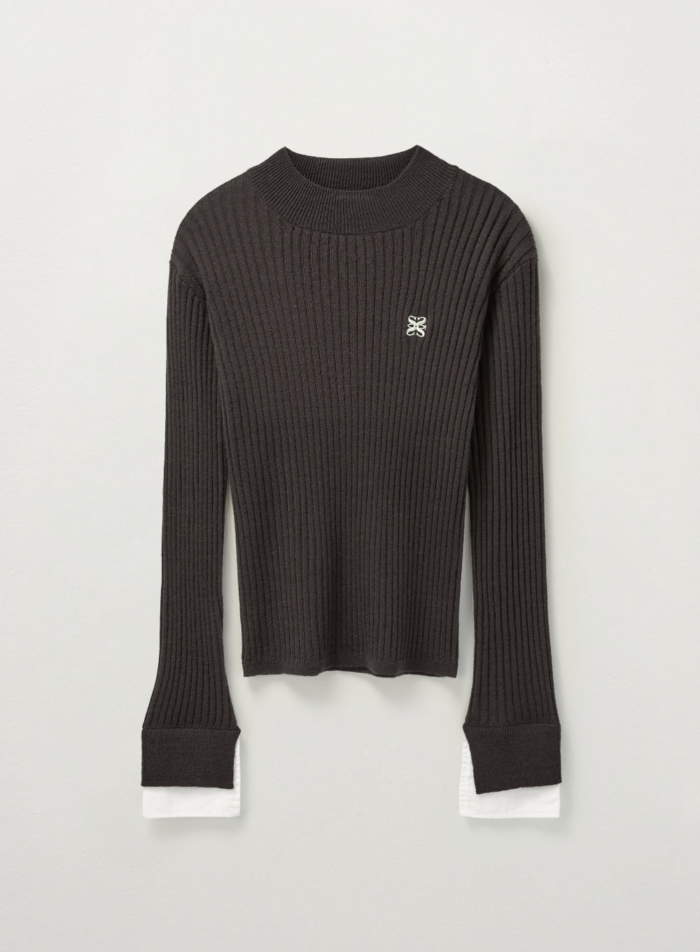 [satur] (W) Cuffs Mock Neck Knit - Brown