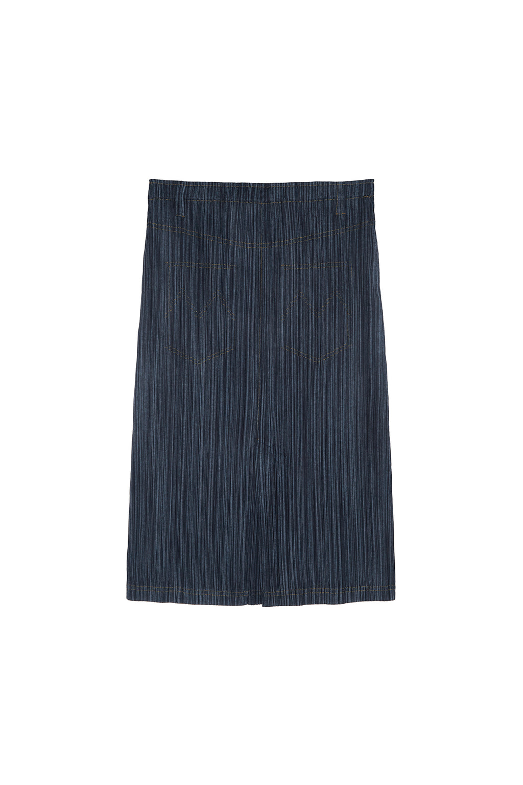 [matinkim] PLEATS STITCH LAYERED SKIRT IN NAVY