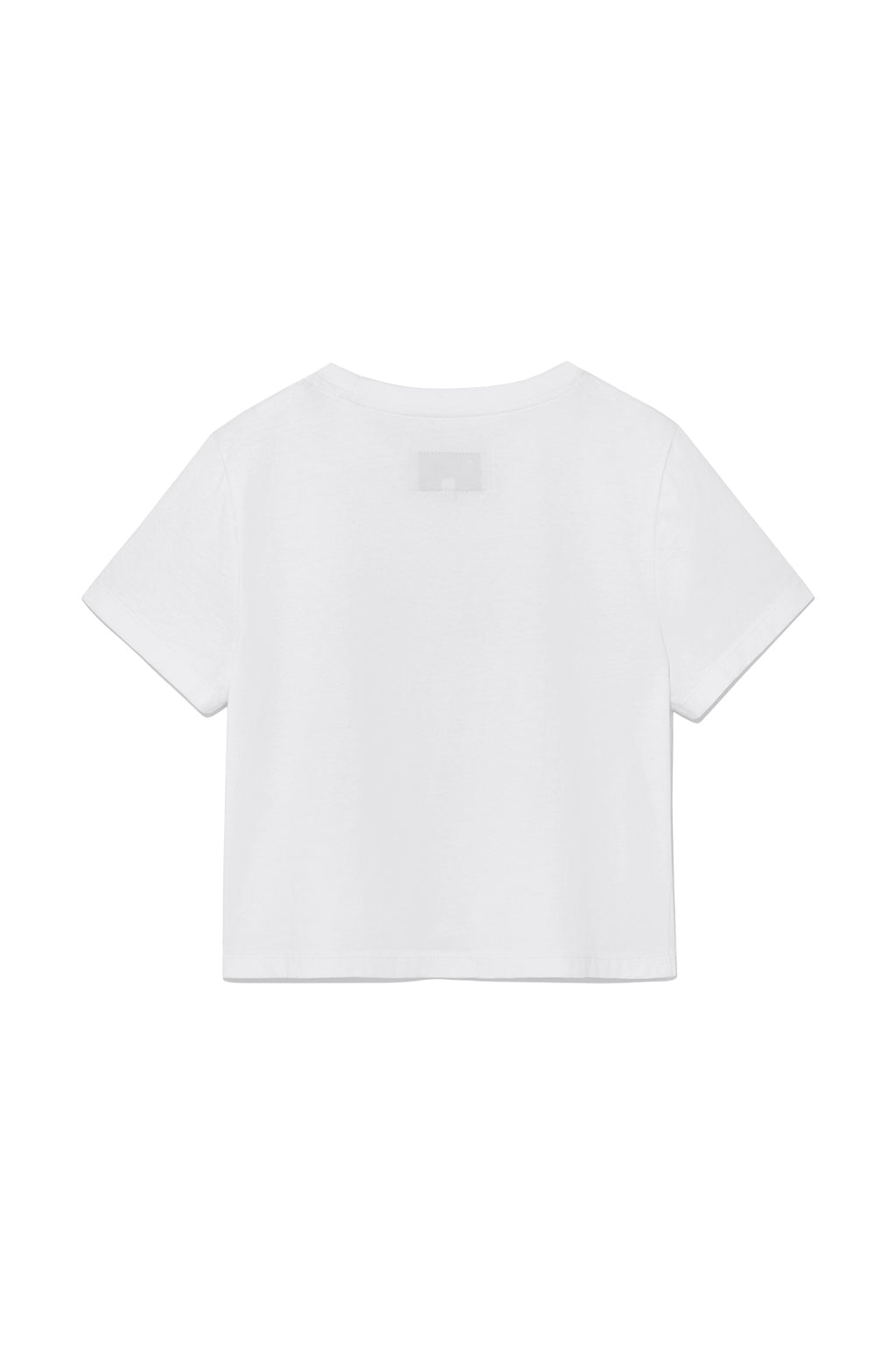 [matinkim] UNBALANCE TYPO LOGO CROP TOP IN WHITE