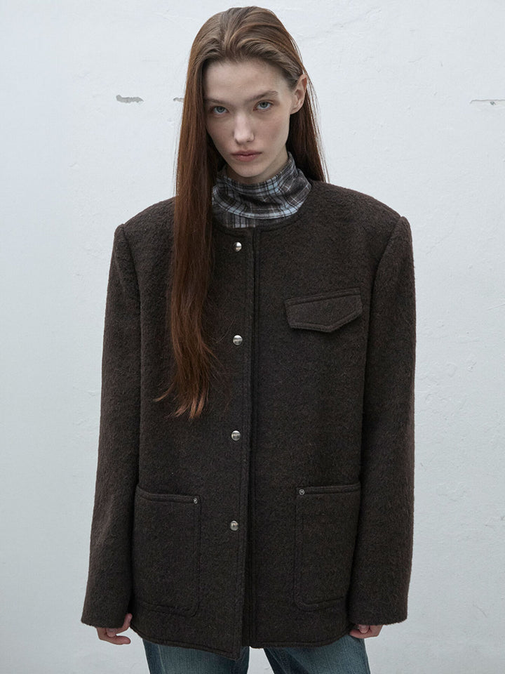 Raive Hairy Collarless Jacket