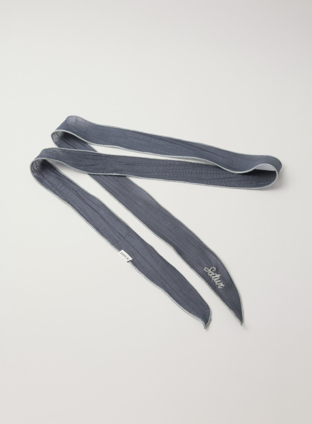 Satur (W) Wrinkle Color Block Scarf - Charcoal