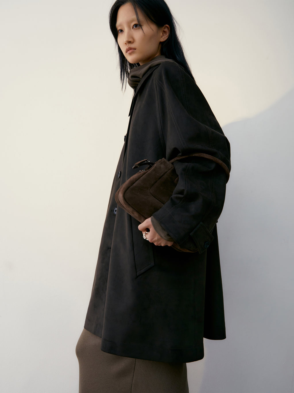 Low Classic Vintage Suede Shoulder Bag Brown