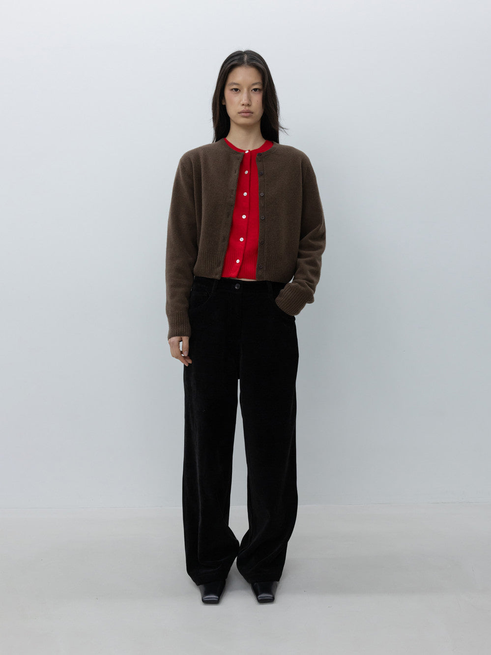 Low Classic Crop Wool Cardigan Brown