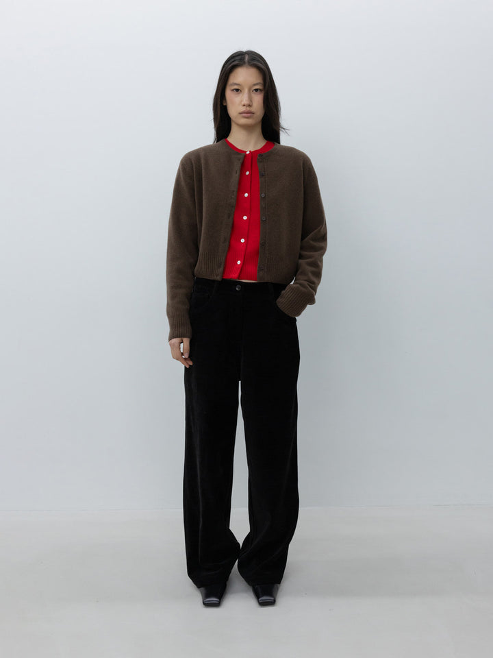 Low Classic Crop Wool Cardigan Brown