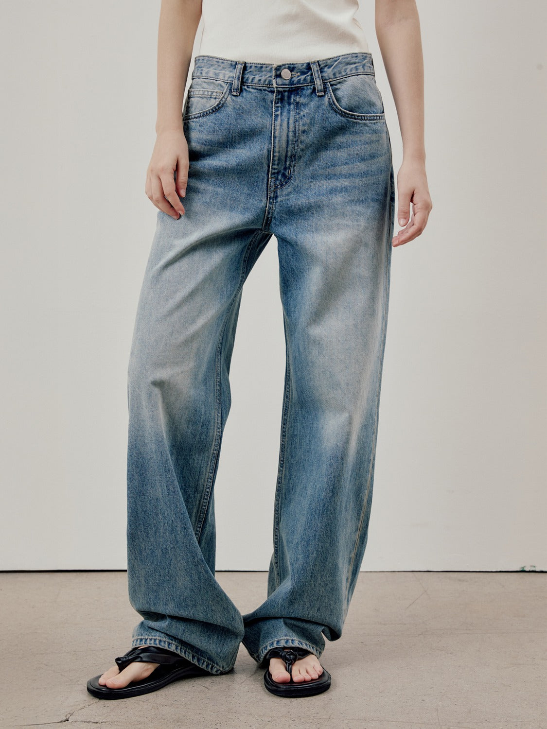 Facade Pattern Classic Straight Denim faded blue