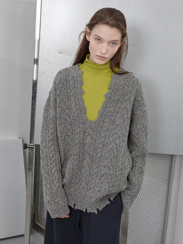 Raive Shetland Wool Cable Knit