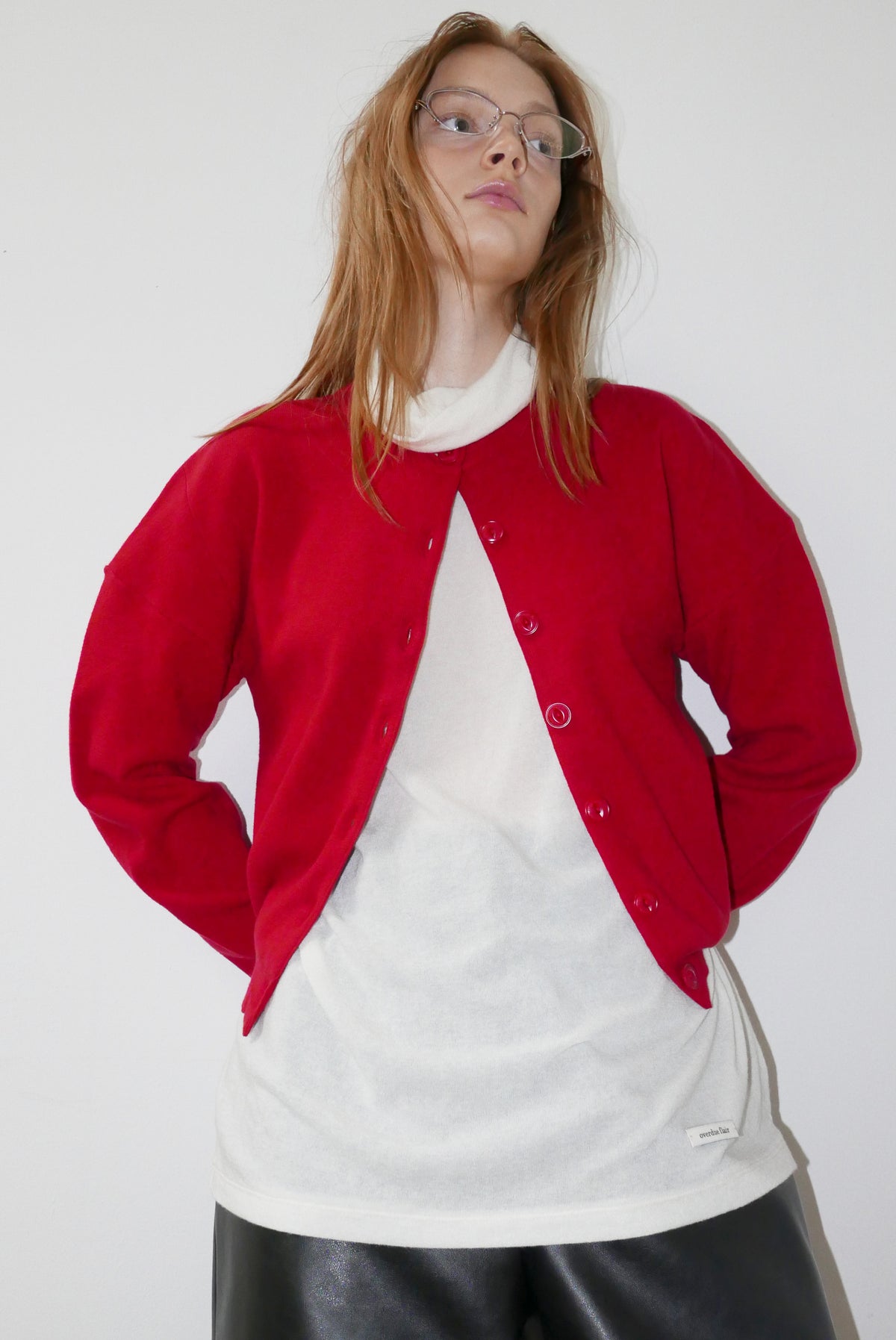 Overdueflair Loose Fit Wool Tencel Turtleneck T-Shirt Ivory