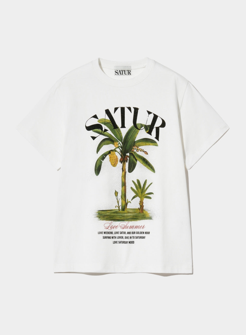 [satur] (W) Banana Tree Graphic T-Shirt - Saturday White