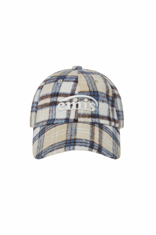 MULTI COLOR CHECK BALL CAP-BEIGE