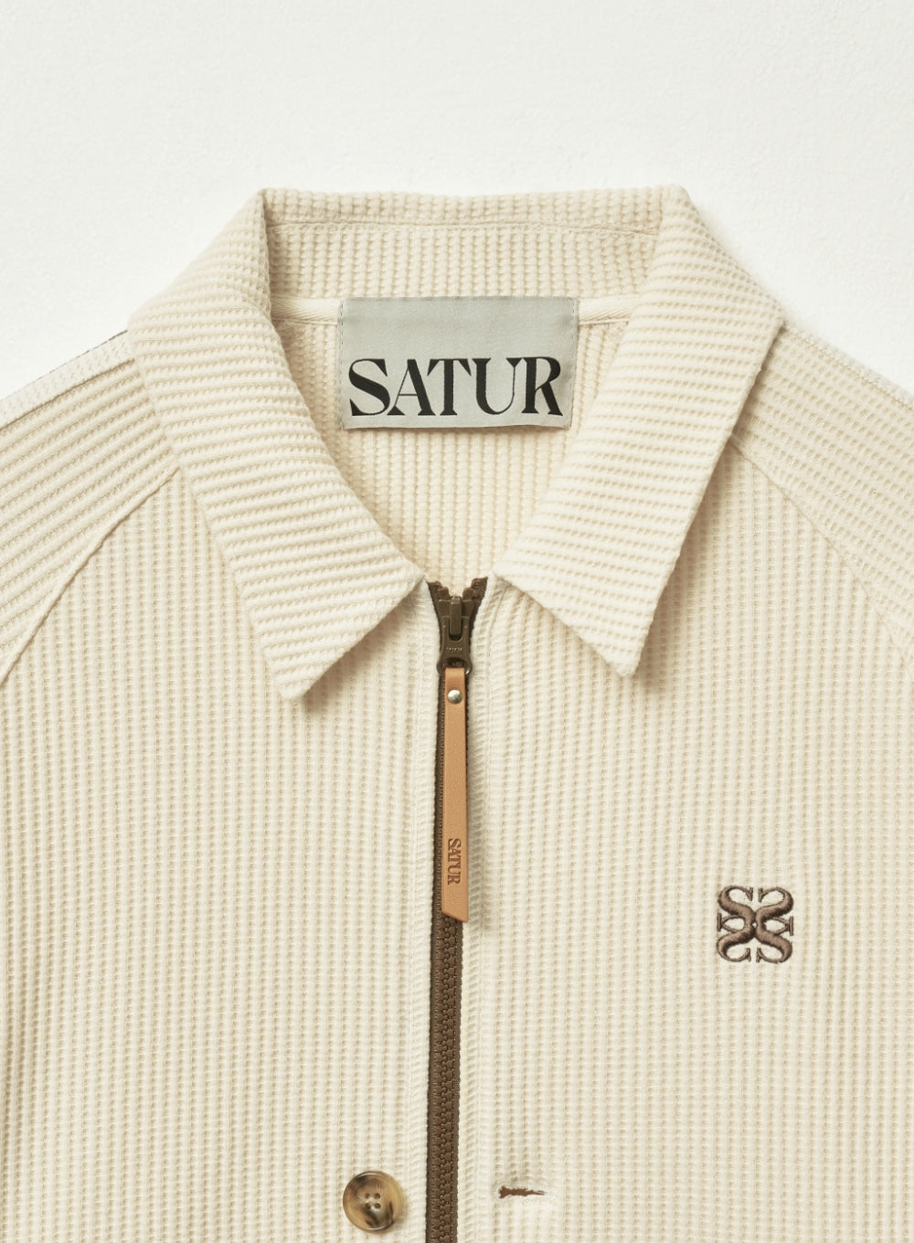 [satur] (W) Lawton Waffle Collar Track Zip-up Jacket - Cream