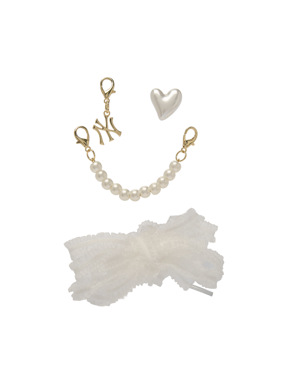 Mlb Team Logo Heart Pearl Shoelace Set