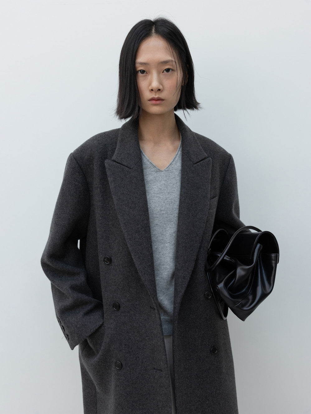 Low Classic Cashmere Blend Double Long Coat Grey