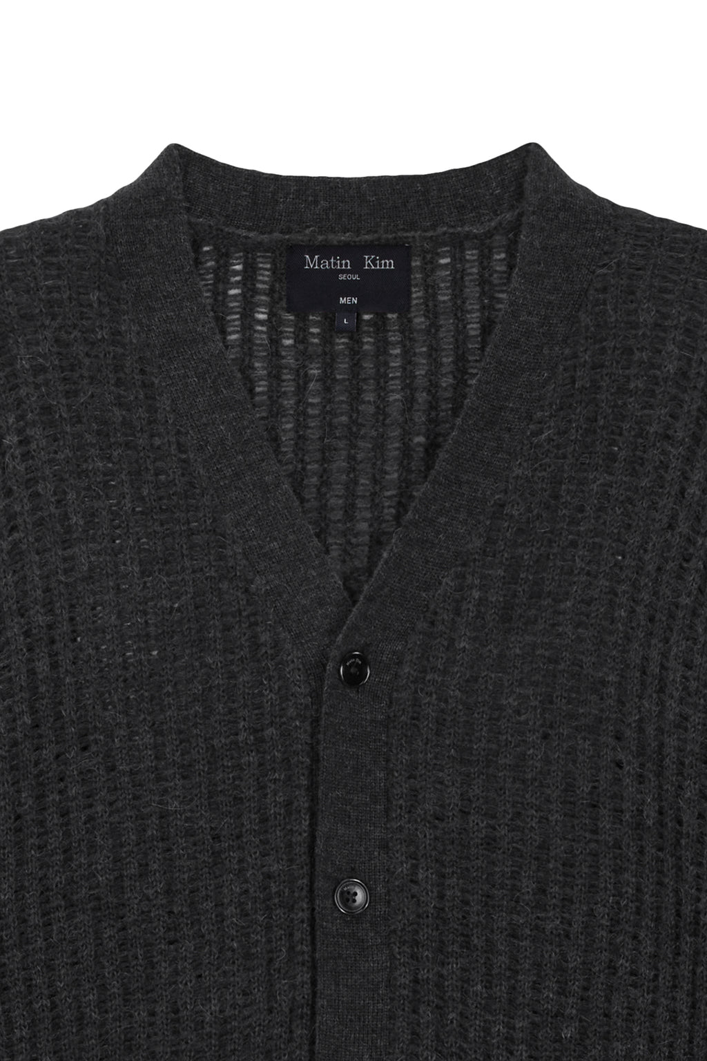 [matinkim] HAIRY CROCHET CARDIGAN FOR MEN IN GREY