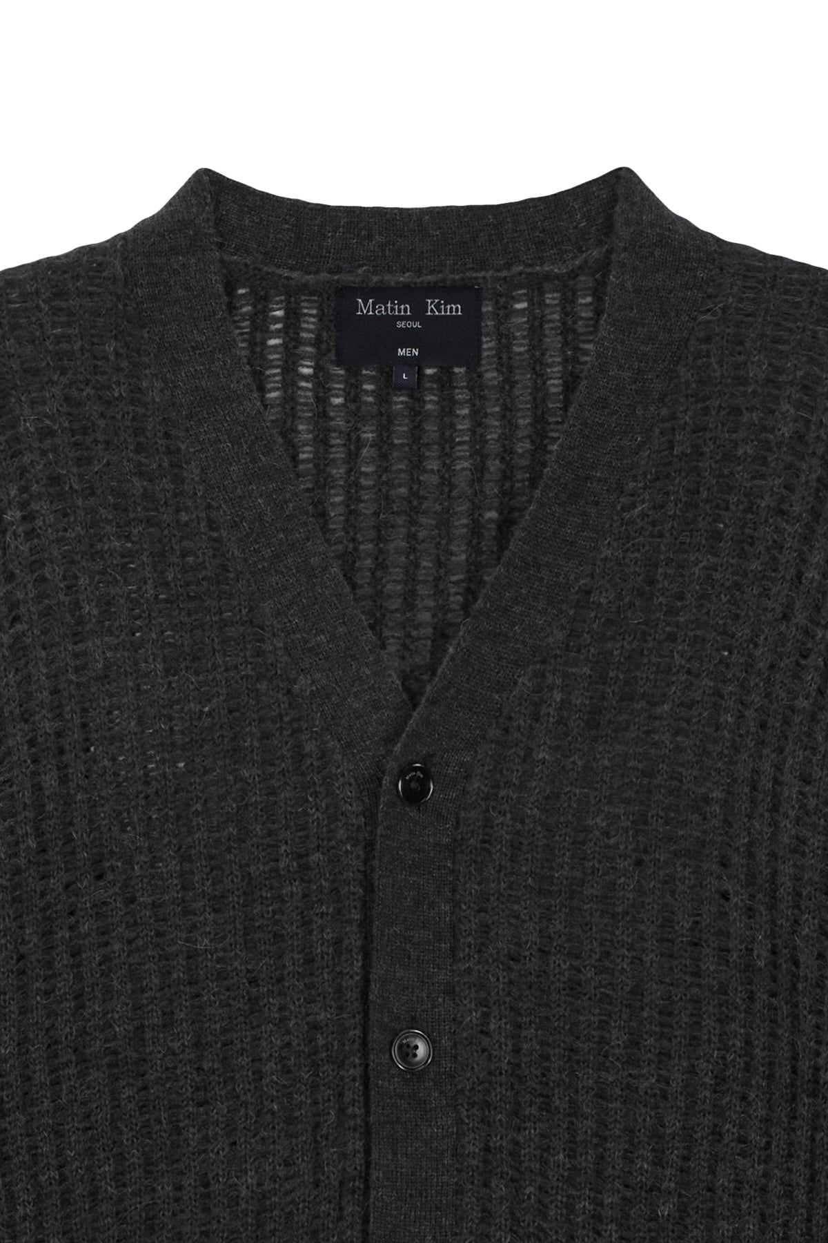 [matinkim] HAIRY CROCHET CARDIGAN FOR MEN IN GREY