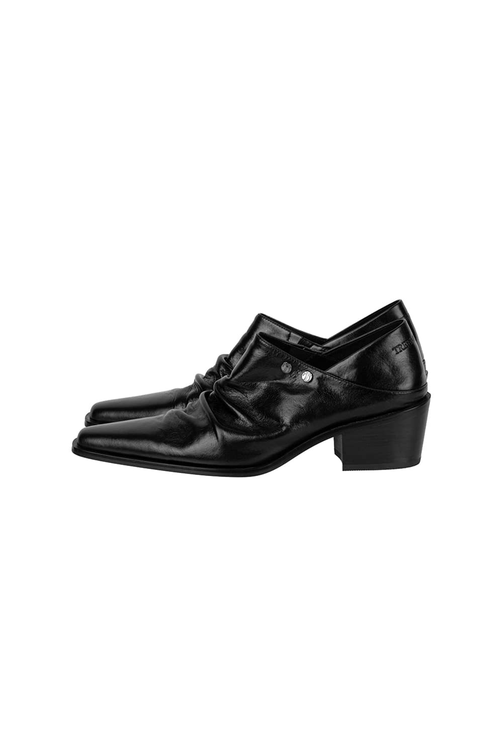 Treemingbird Ruched Leather Babouche Black