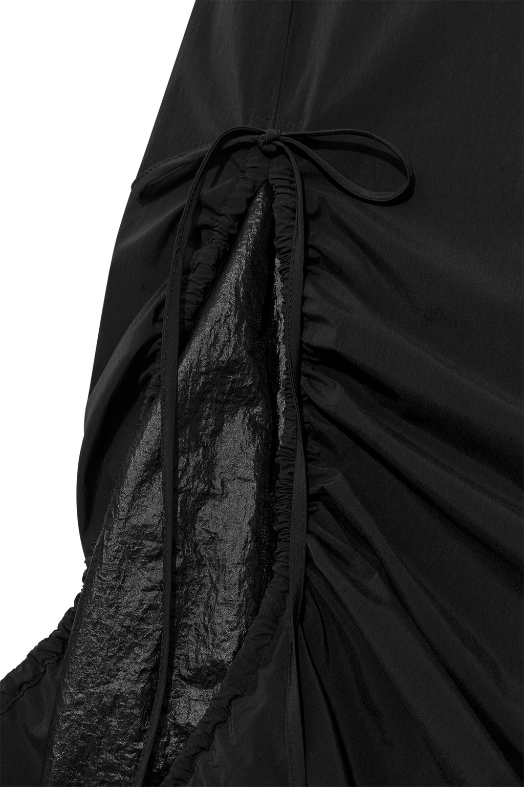 [matinkim] SHIRRING LAYERED MAXI SKIRT IN BLACK