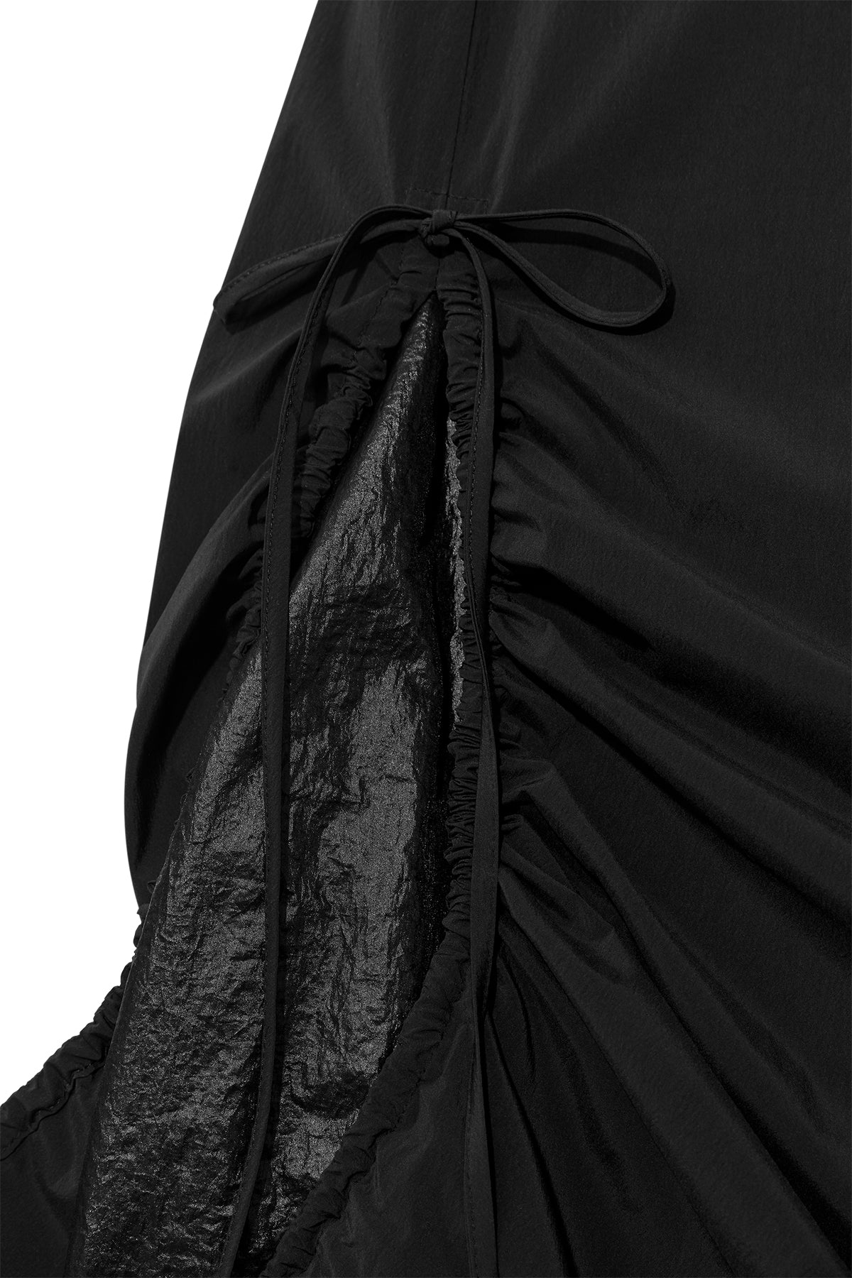[matinkim] SHIRRING LAYERED MAXI SKIRT IN BLACK