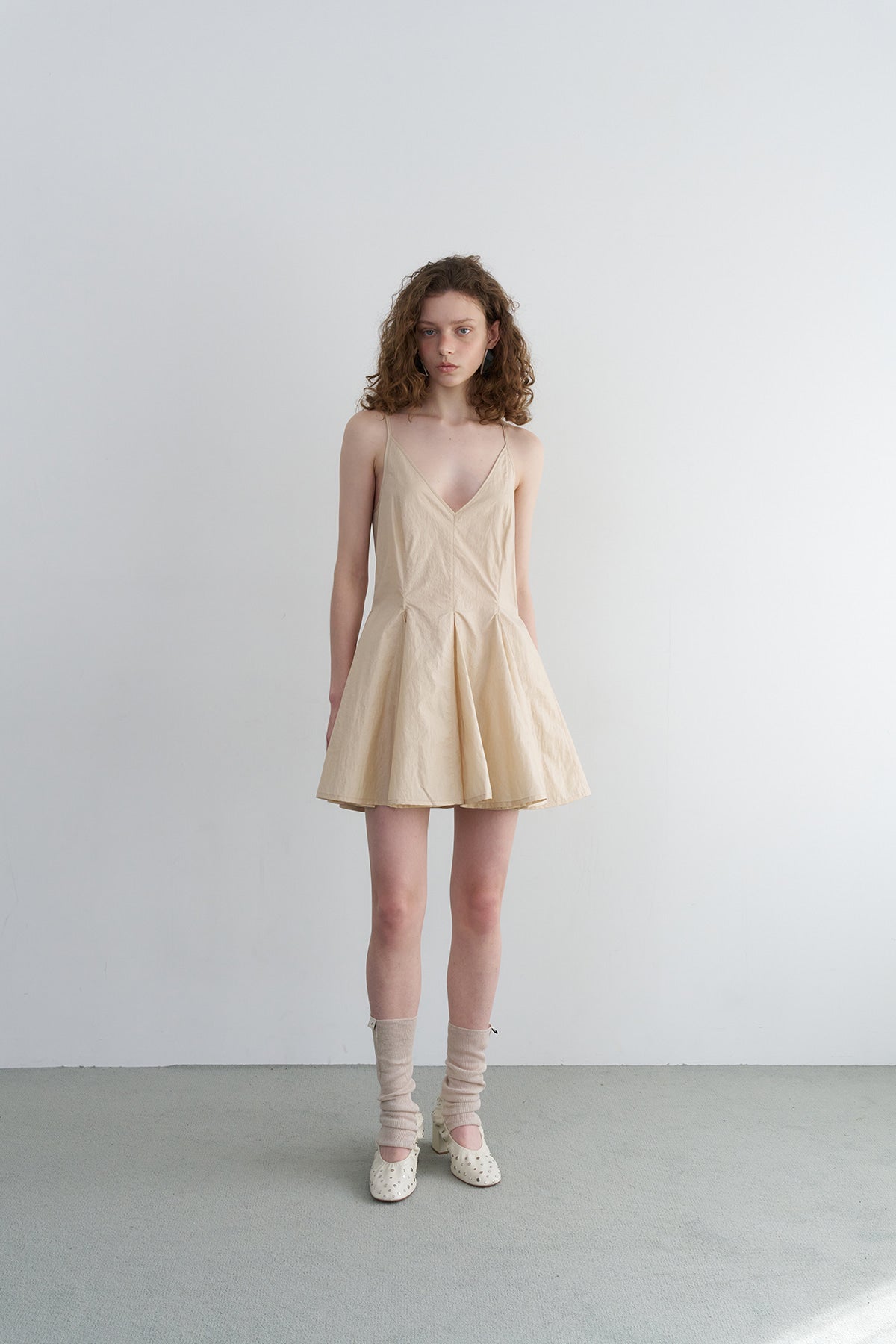 Overdueflair Gored Mini Dress Light Beige