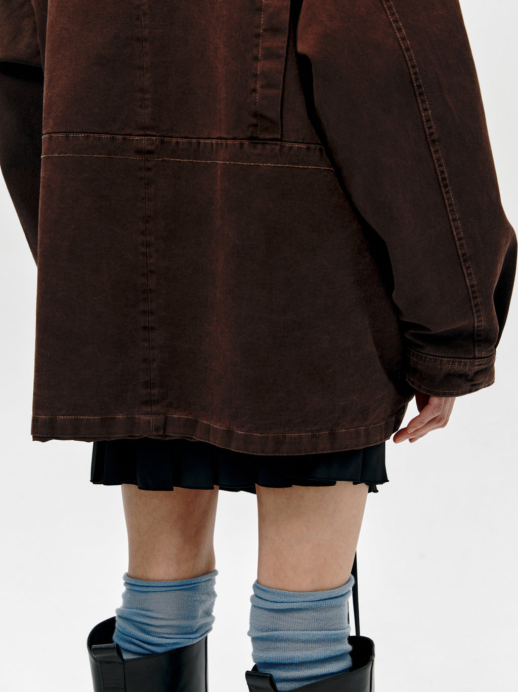 Low Classic Shirring Long Socks Blue