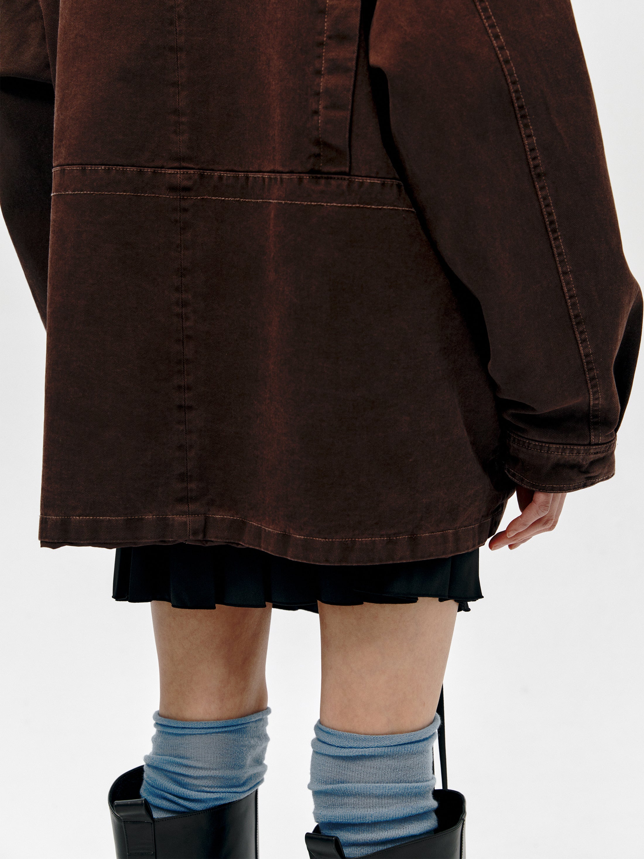 Low Classic Shirring Long Socks Blue