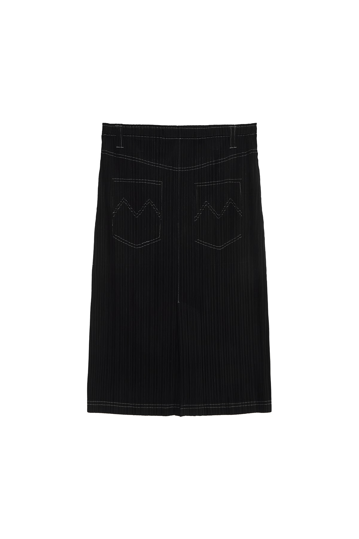 [matinkim] PLEATS STITCH LAYERED SKIRT IN BLACK