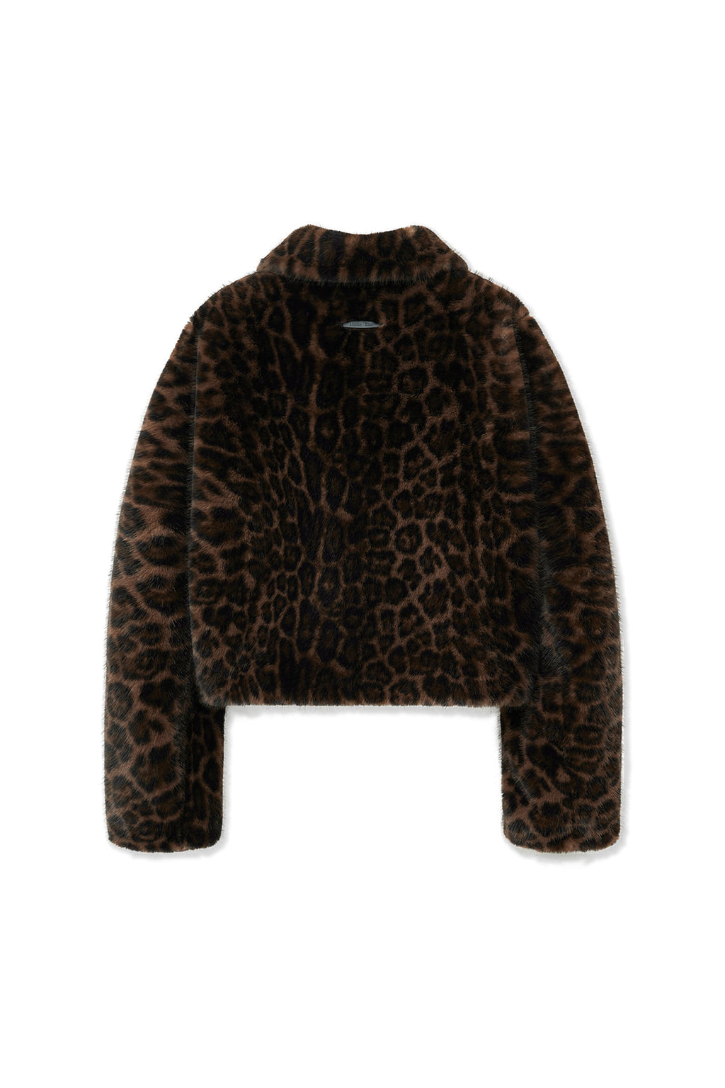 [matinkim] LEOPARD FUR CROP JACKET IN BROWN