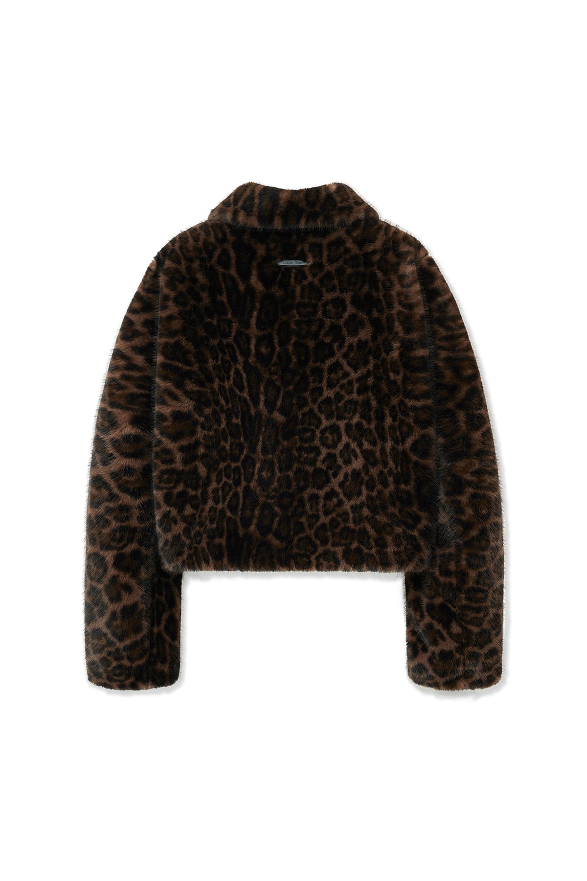 [matinkim] LEOPARD FUR CROP JACKET IN BROWN