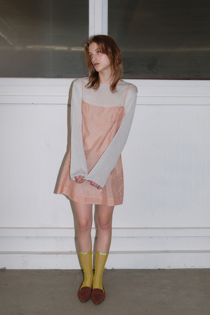 Overdueflair Sheer Bustier Dress Peach