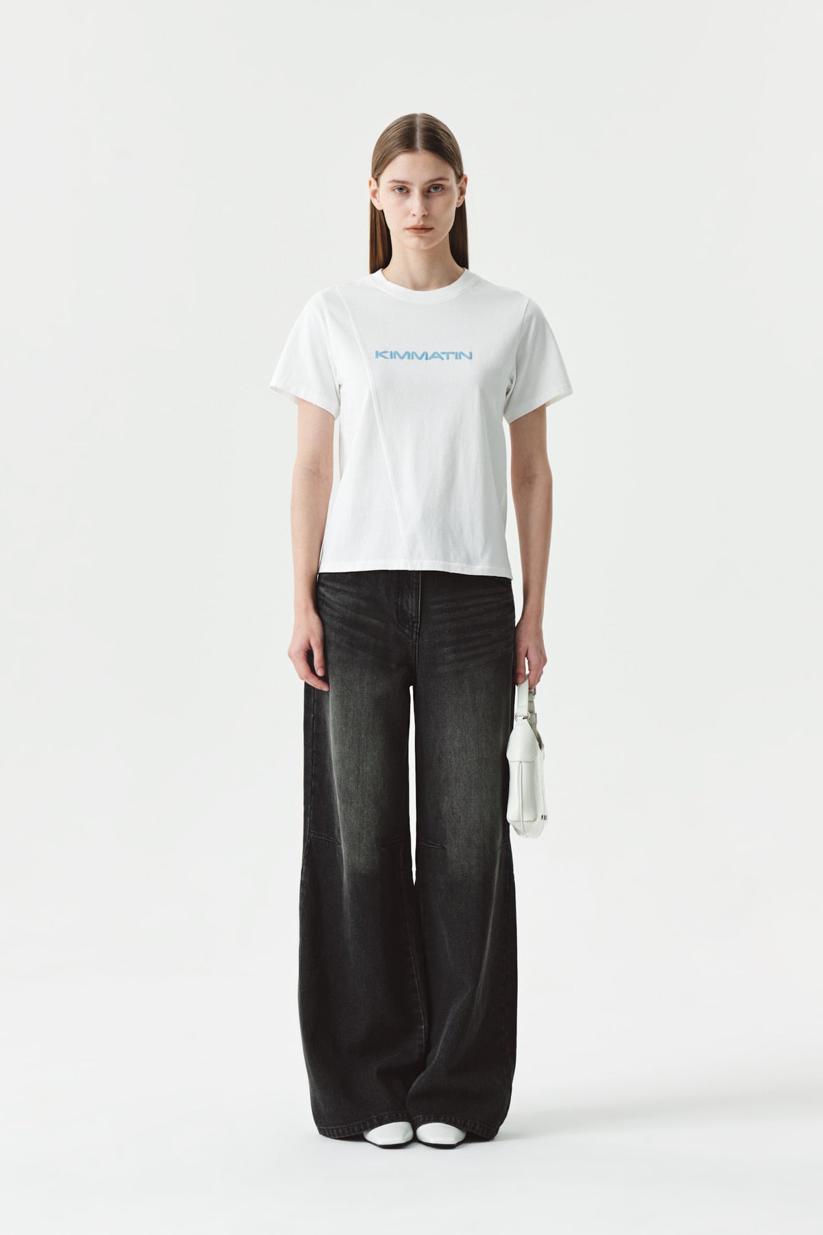 Matinkim Knee Point Wide Denim Pants IN Grey