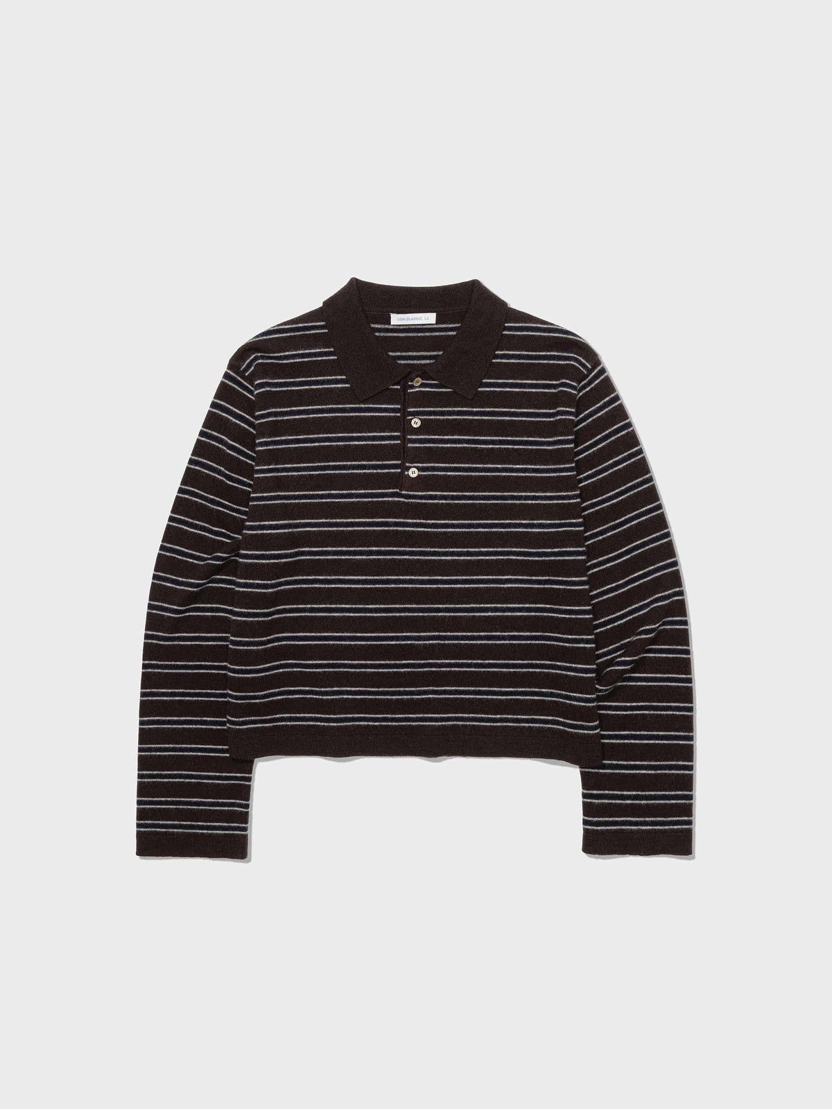 Low Classic Merino Cash Striped Polo Sweater Brown
