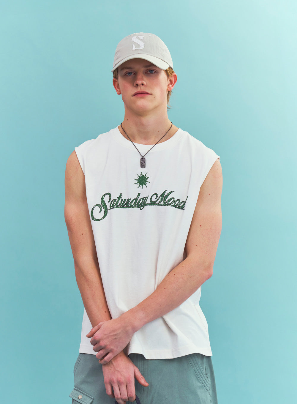 Saturday Mood Lettering Sleeveless - Cream