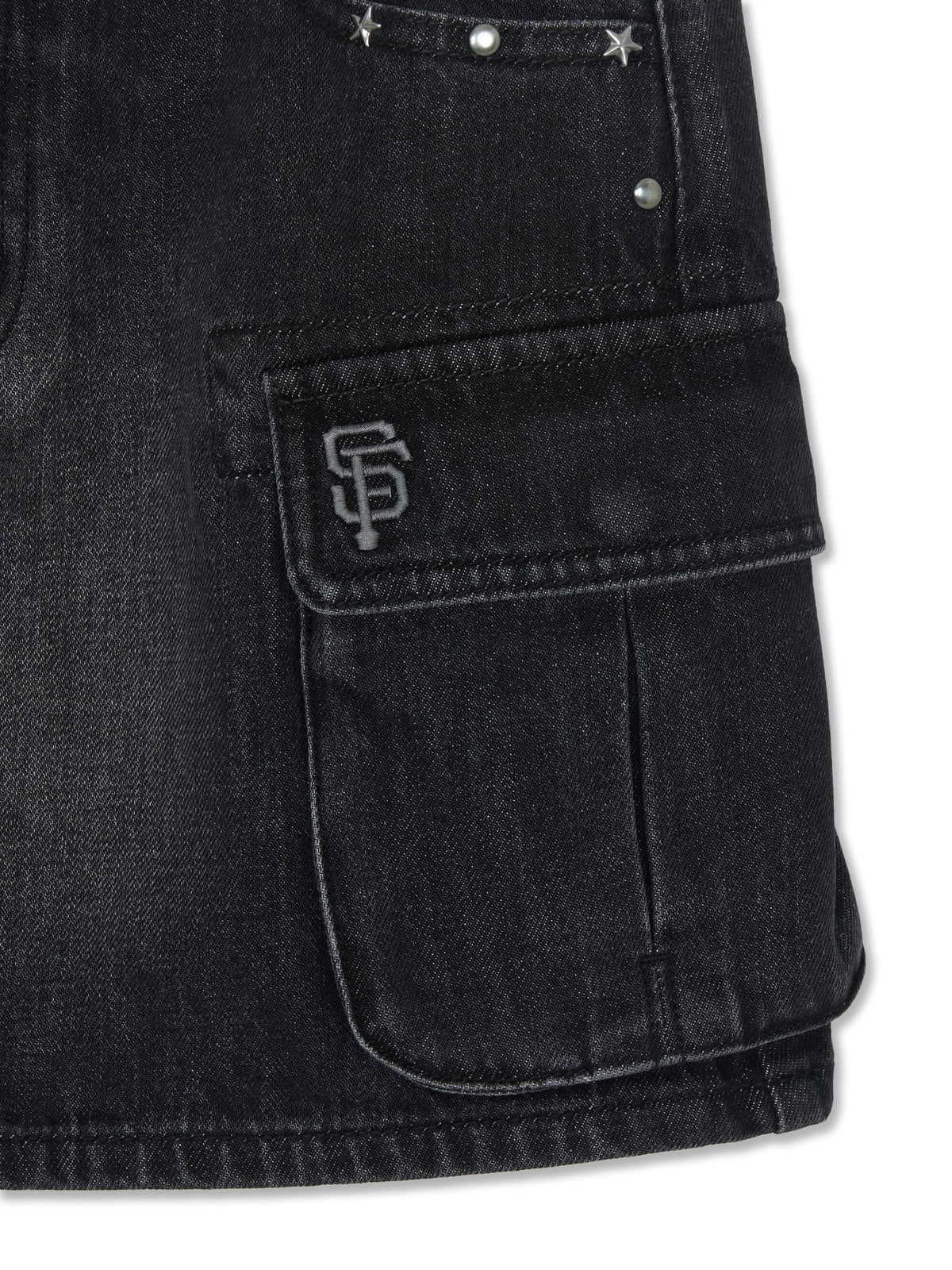 Mlb Women's Basic Small Logo Studded Denim Skirt