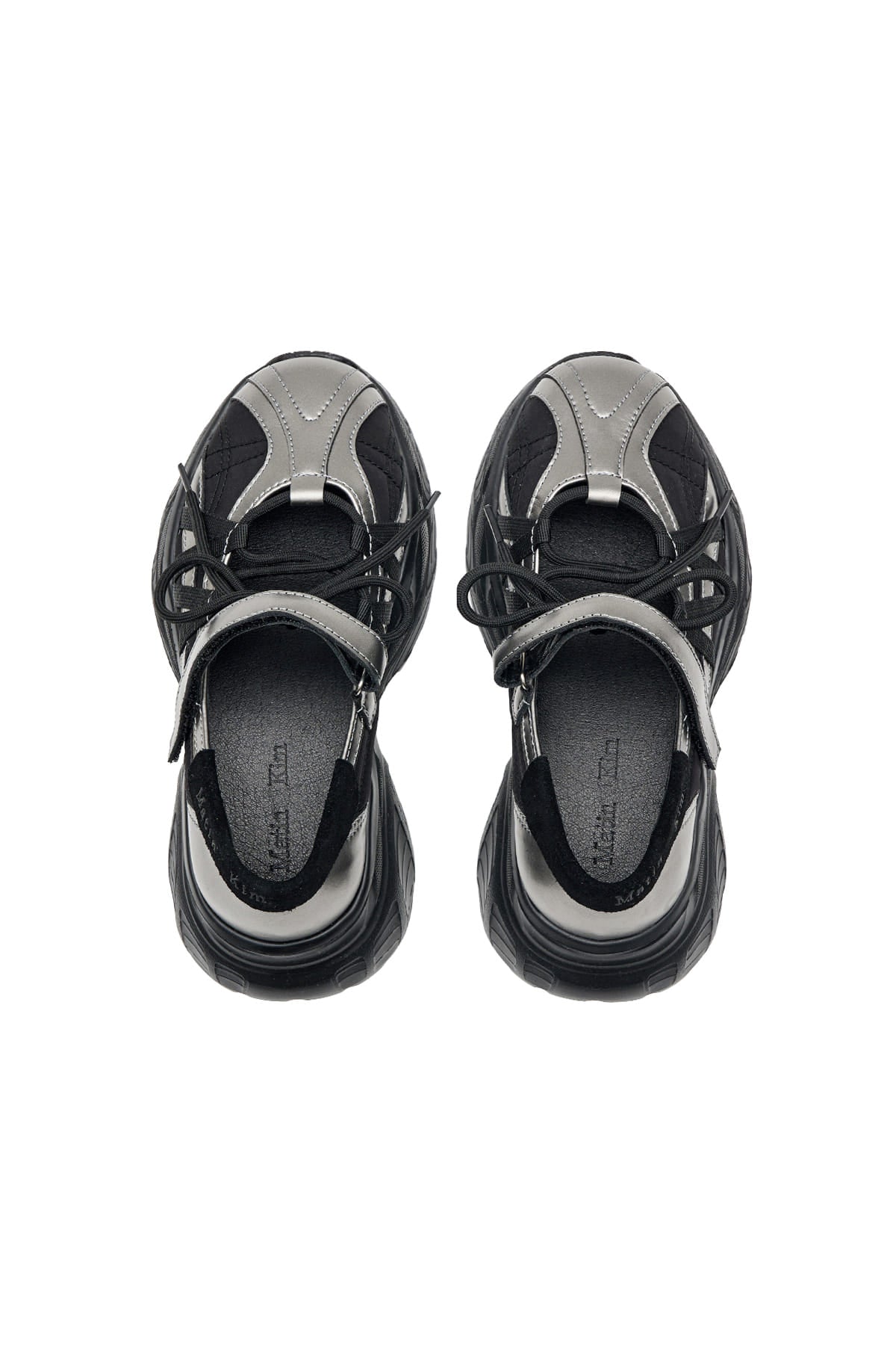 Matinkim Lace UP Chunky Ballet Sneakers IN Dark Silver