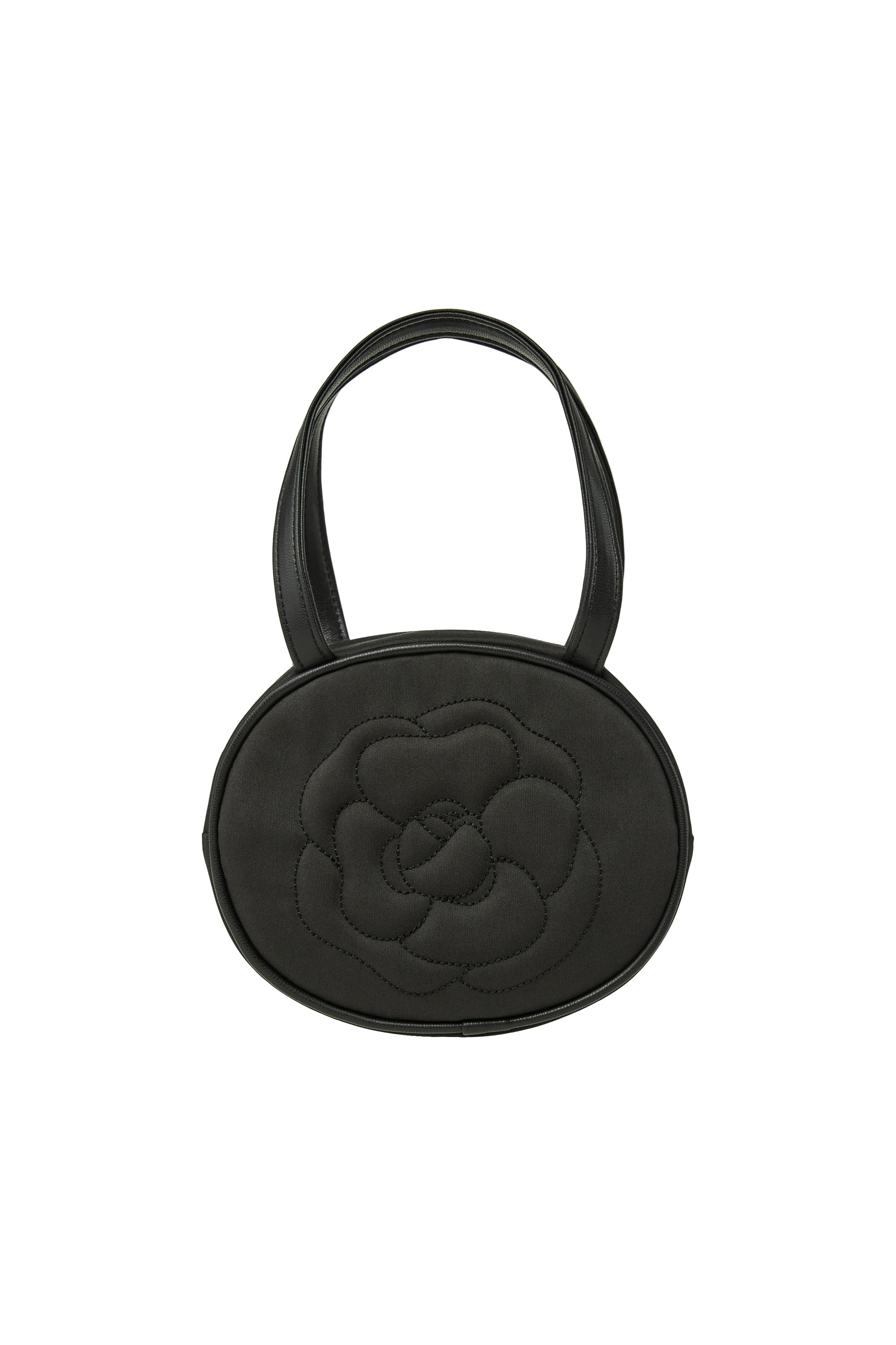ROSE STITCH ROUND BAG-BLACK