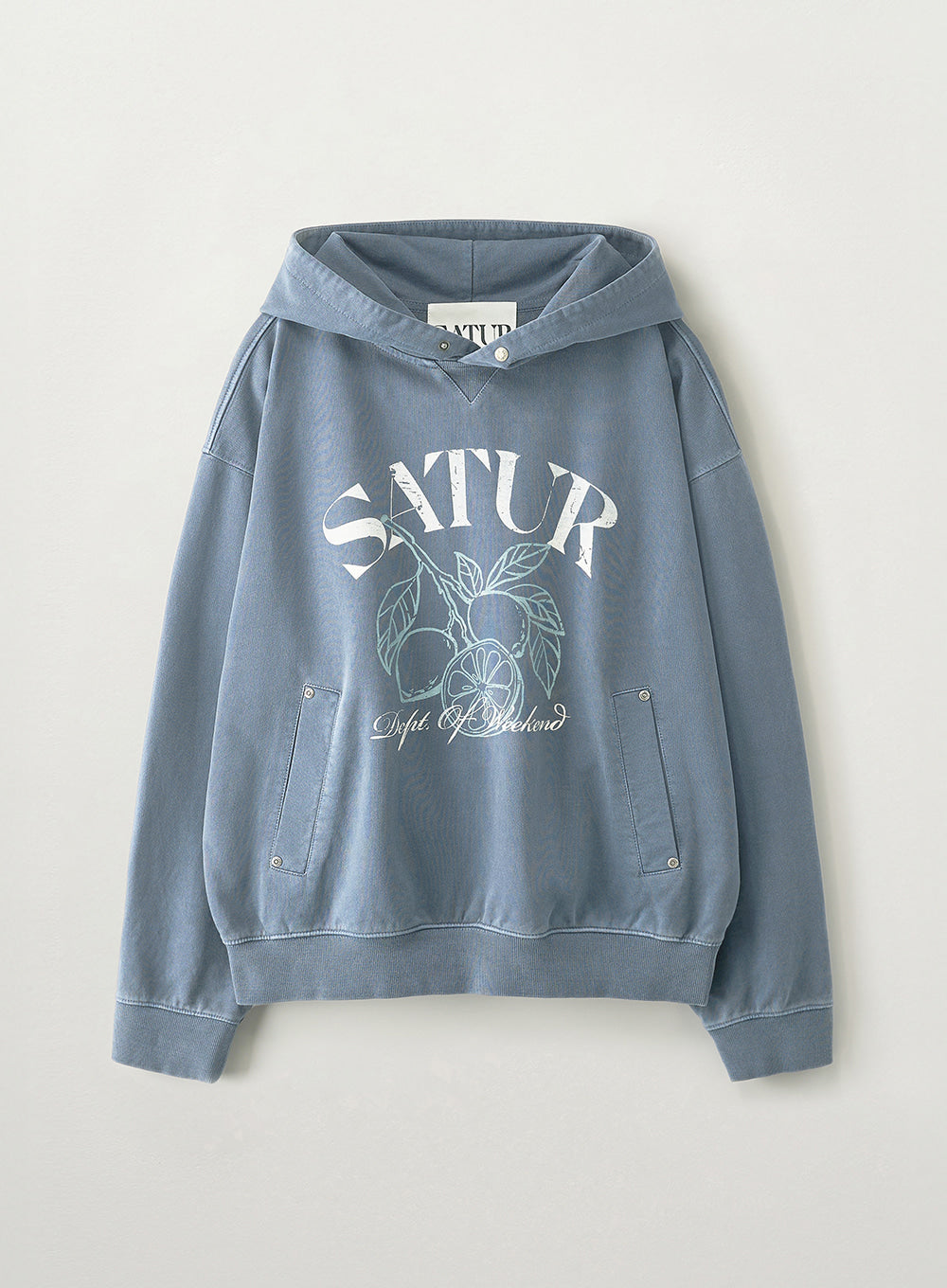 Satur Citron Drawing Washed Pocket Hoodie - Navy