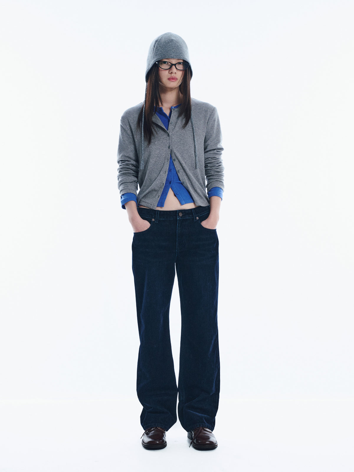 Low Classic Wool Jersey Warm Cardigan Melange Grey