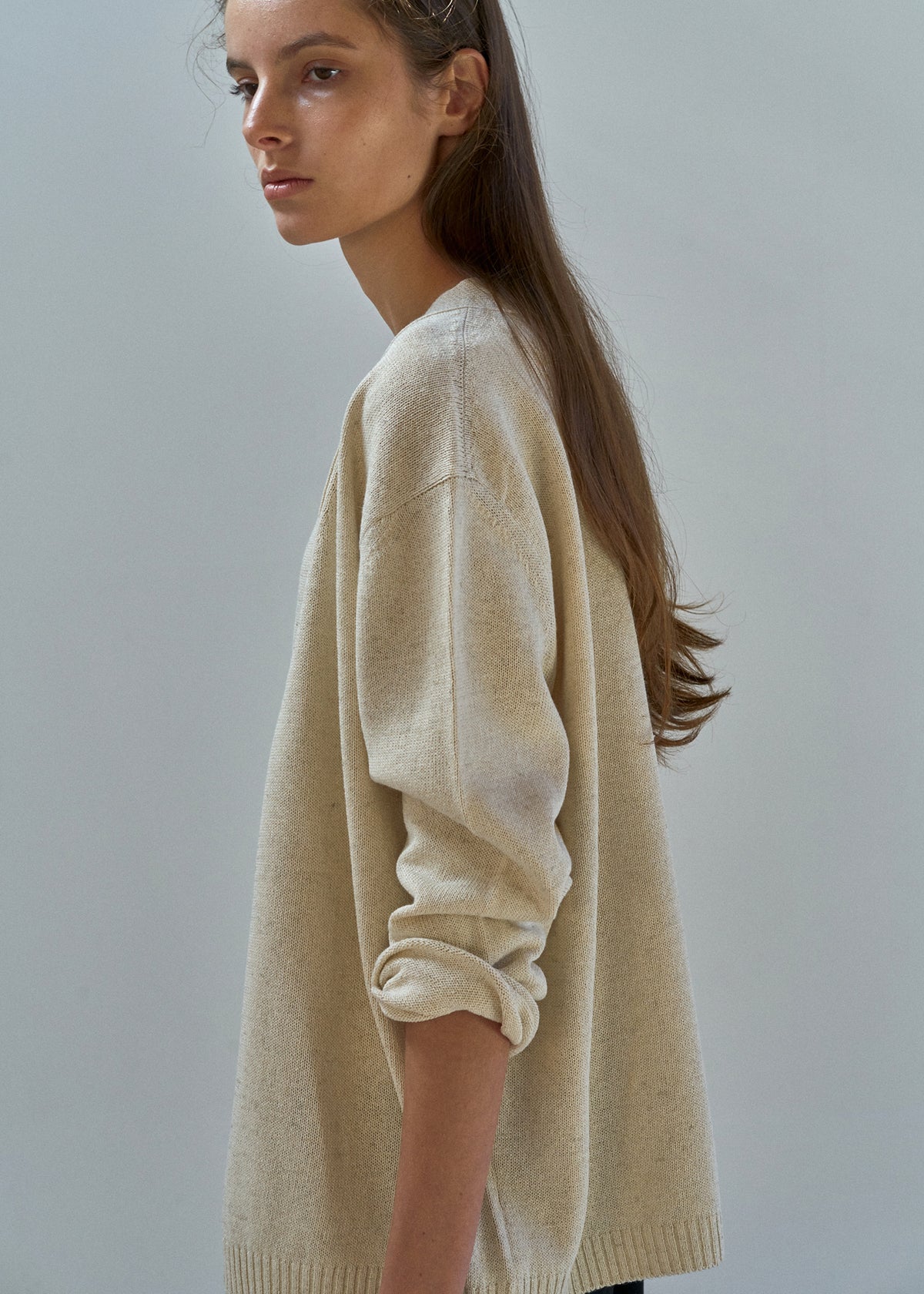 Nothing Written One button paper cardigan (Oatmeal)