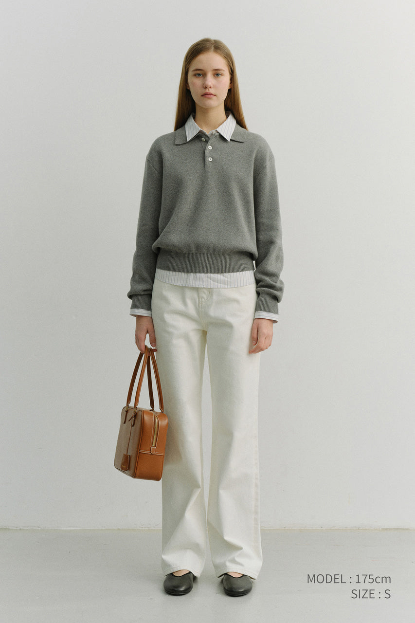 Dunst Unisex Cashmere Collared Sweater Melange Grey