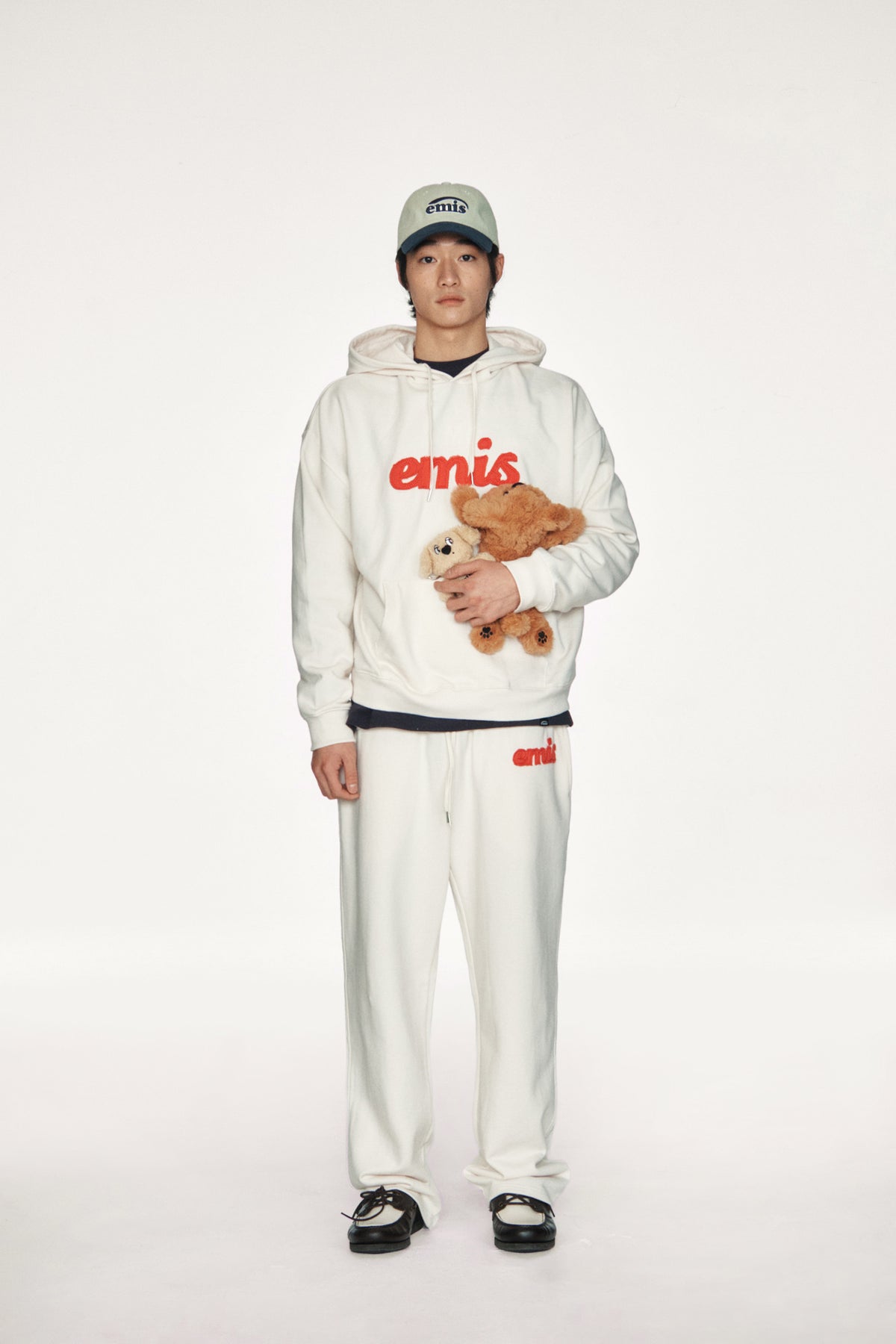 Emis Color-Block Applique Hoodie-Ivory