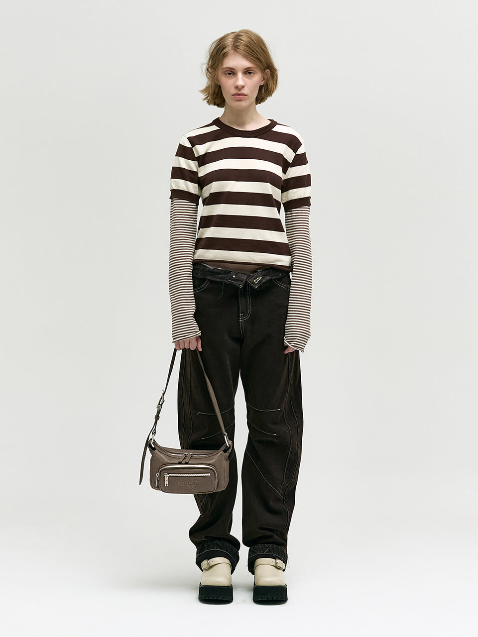 Margesherwood Outpocket Hobo Mini taupe washed nappa
